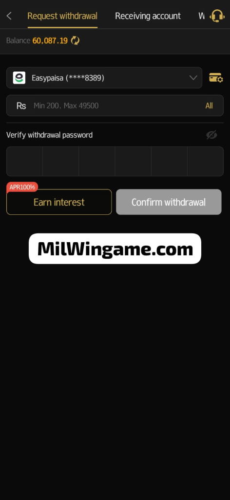 MilWin Withdrawal